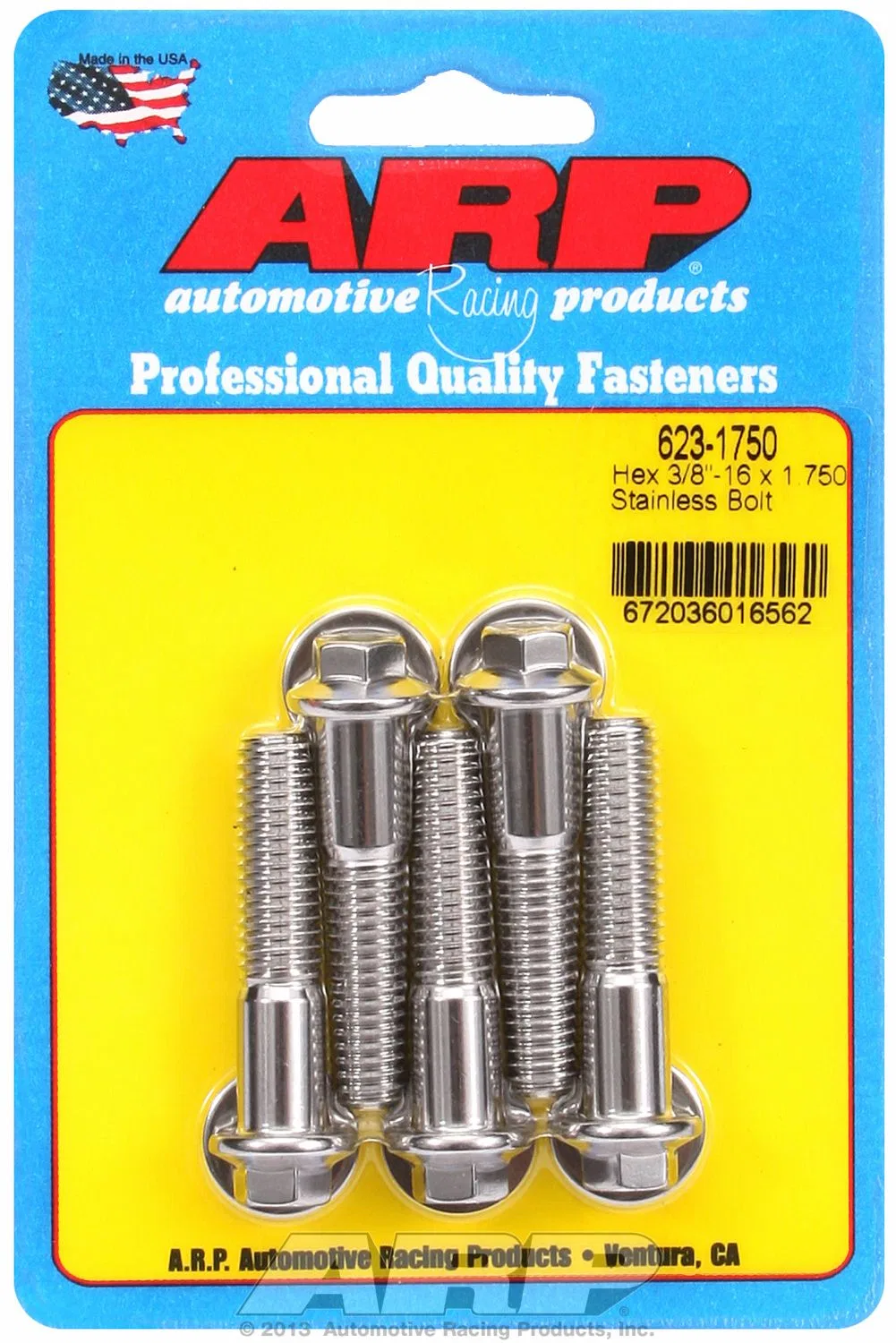 623-1750 – ARP Bolt, Standard Bolt 3/8 Inch - 16 Thread Size 1.750 Inch Under Head Length 3/8 Inch Socket Size Hex St...